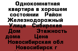 Однокомнатная квартира в хорошем состоянии › Район ­ Железнодорожный › Улица ­ Сибирская › Дом ­ 26 › Этажность дома ­ 9 › Цена ­ 12 000 - Новосибирская обл., Новосибирск г. Недвижимость » Квартиры аренда   . Новосибирская обл.,Новосибирск г.